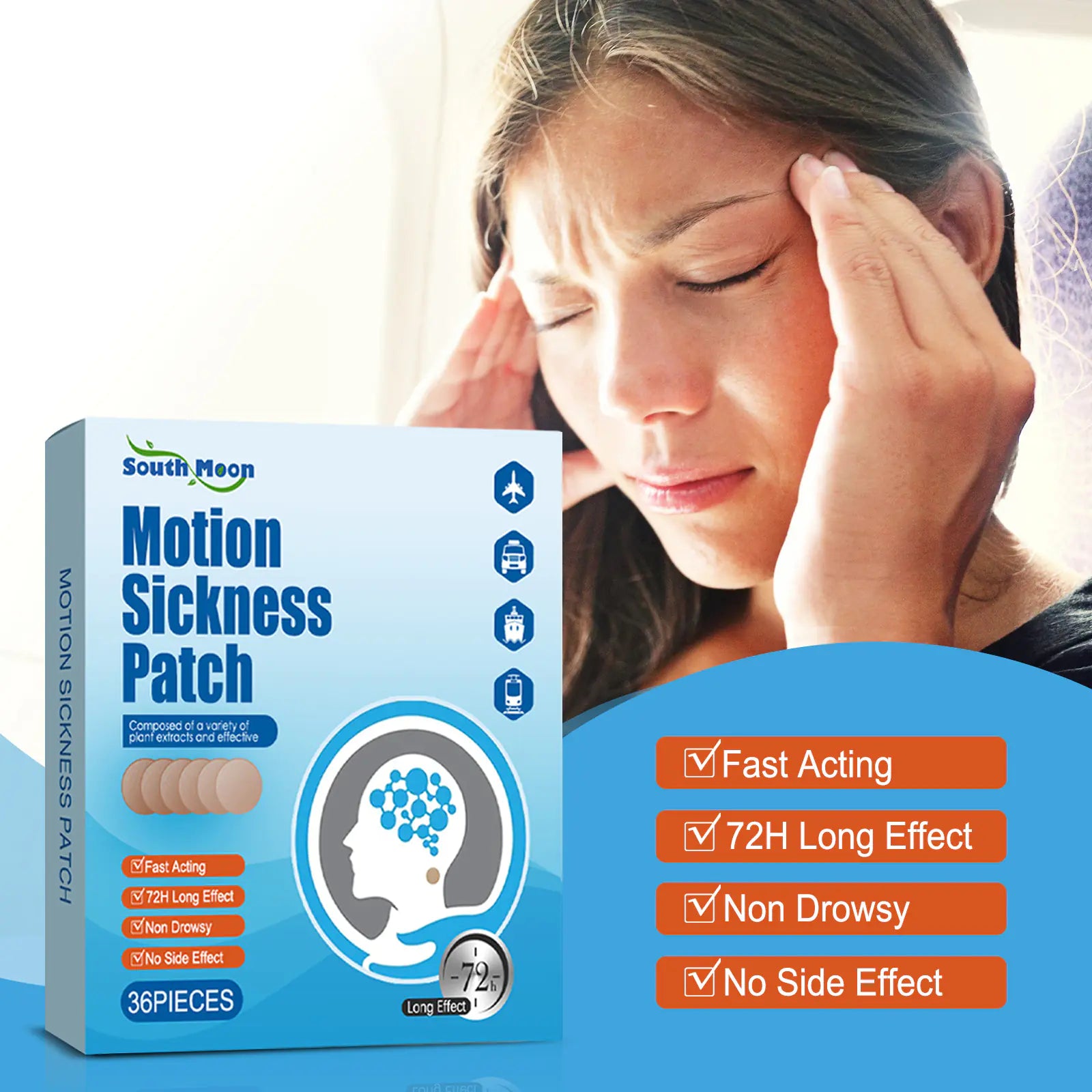 South Moon Travel Motion Sickness Relief Patches